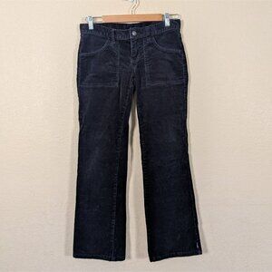 VTG Y2K Prana Women's Black Corduroy Low Rise Trouser Pants sz 4 Patch Pocket